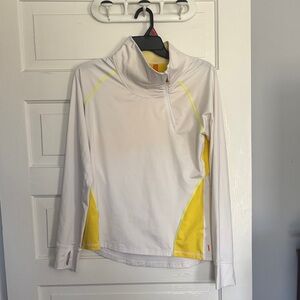 Lucy White and Yellow Quarter-Zip Pullover